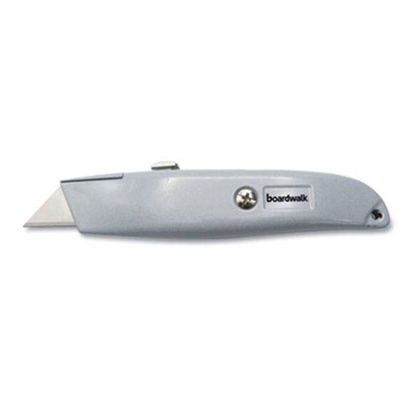 Boardwalk Straight-Edged Retractable Metal Utility KnifeGray UKNIFE45